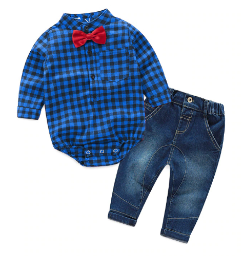 ensemble-jeans-CHEMISE-carreaux-bleus-bebe